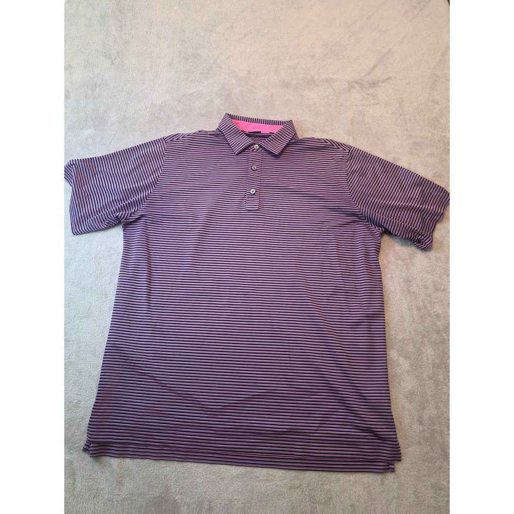 FootJoy Golf Polo Shirt Mens XL Purple Striped Short Sleeve Performance Top